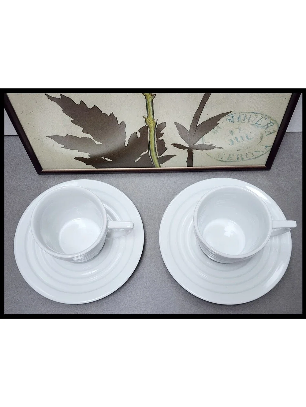 Frank Lloyd Wright Guggenheim White Cup Saucer Set Of 2 Henrikson Vintage 1998